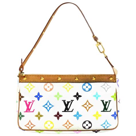 louis vuitton white bag with colored letters